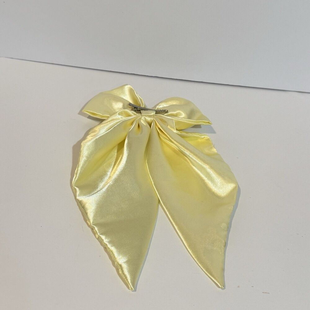 Large Satin Bow Barrettes Women Ribbon Hair Clips Hairpins for Styling Yellow - Picture 15 of 16